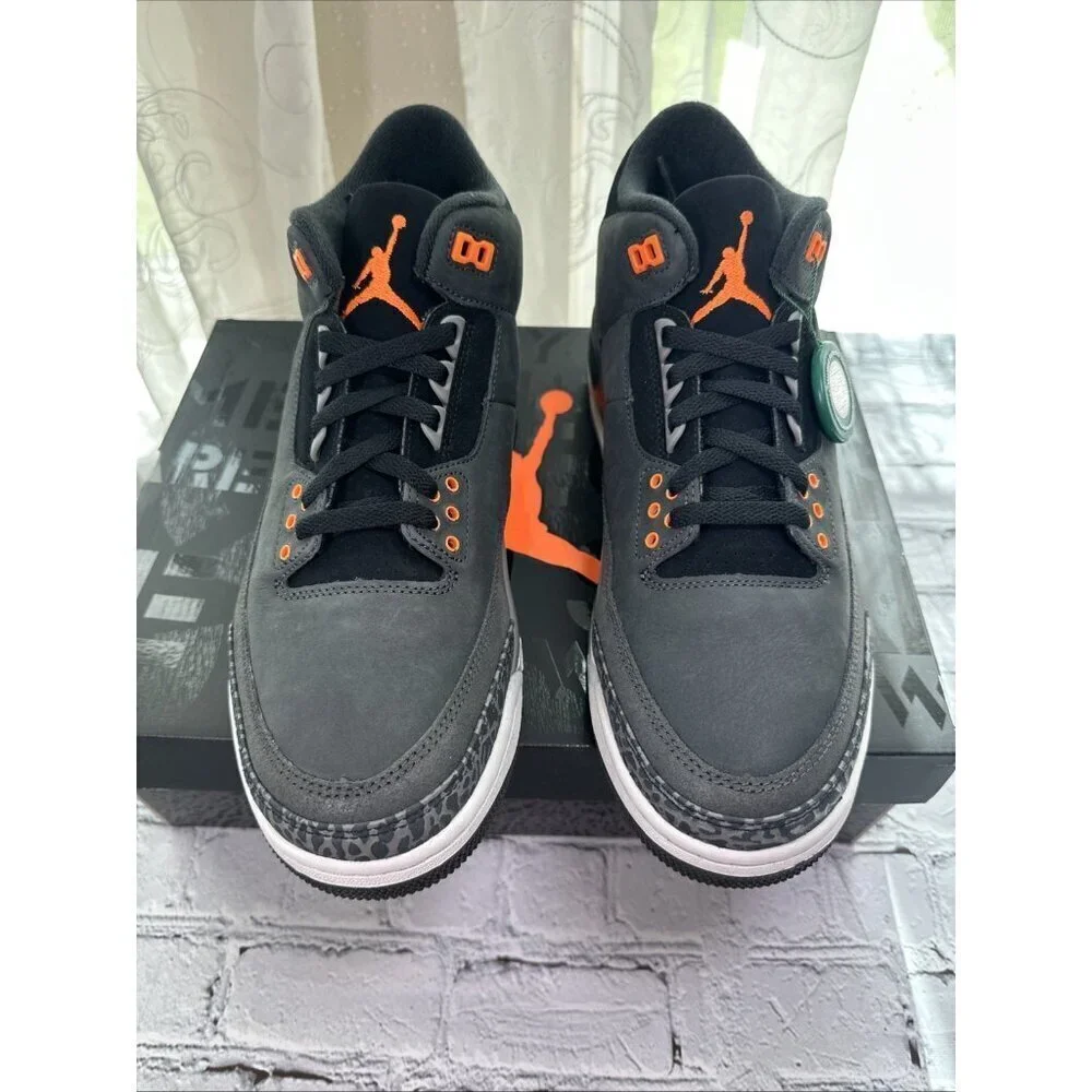Nike Air Jordan Retro 3 Shoes Fear Pack Grey Orange OG CT8532-080 Mens Size 11